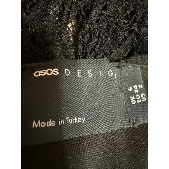 ASOS Black Floral Lace Sleeveless Cami Camisole Tank Maxi Bodycon Dress SIze 2 - Picture 4 of 4